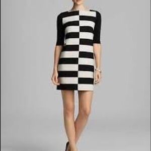 🍃🌹 Milly - Black/ Ivory 'Shifted Stripe' Dress